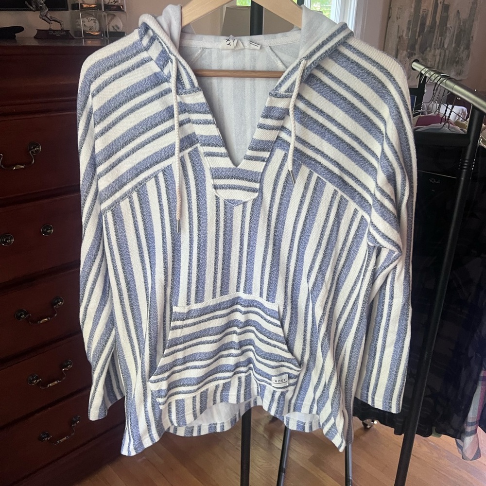 Roxy Blue and White Striped Hoodie